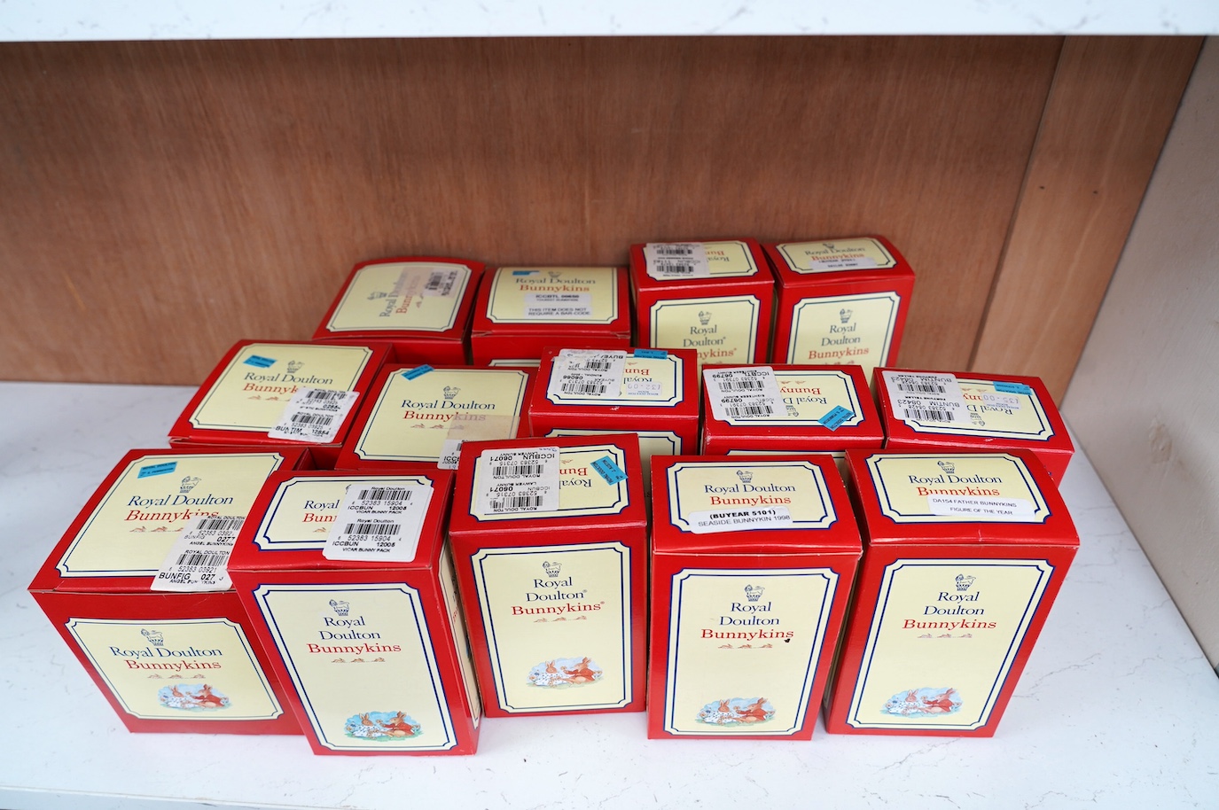 Fourteen boxed Royal Doulton Bunnykins figures including Father Bunnykins (figure of the year), Fortune Teller Bunnykins etc. Condition - fair to good